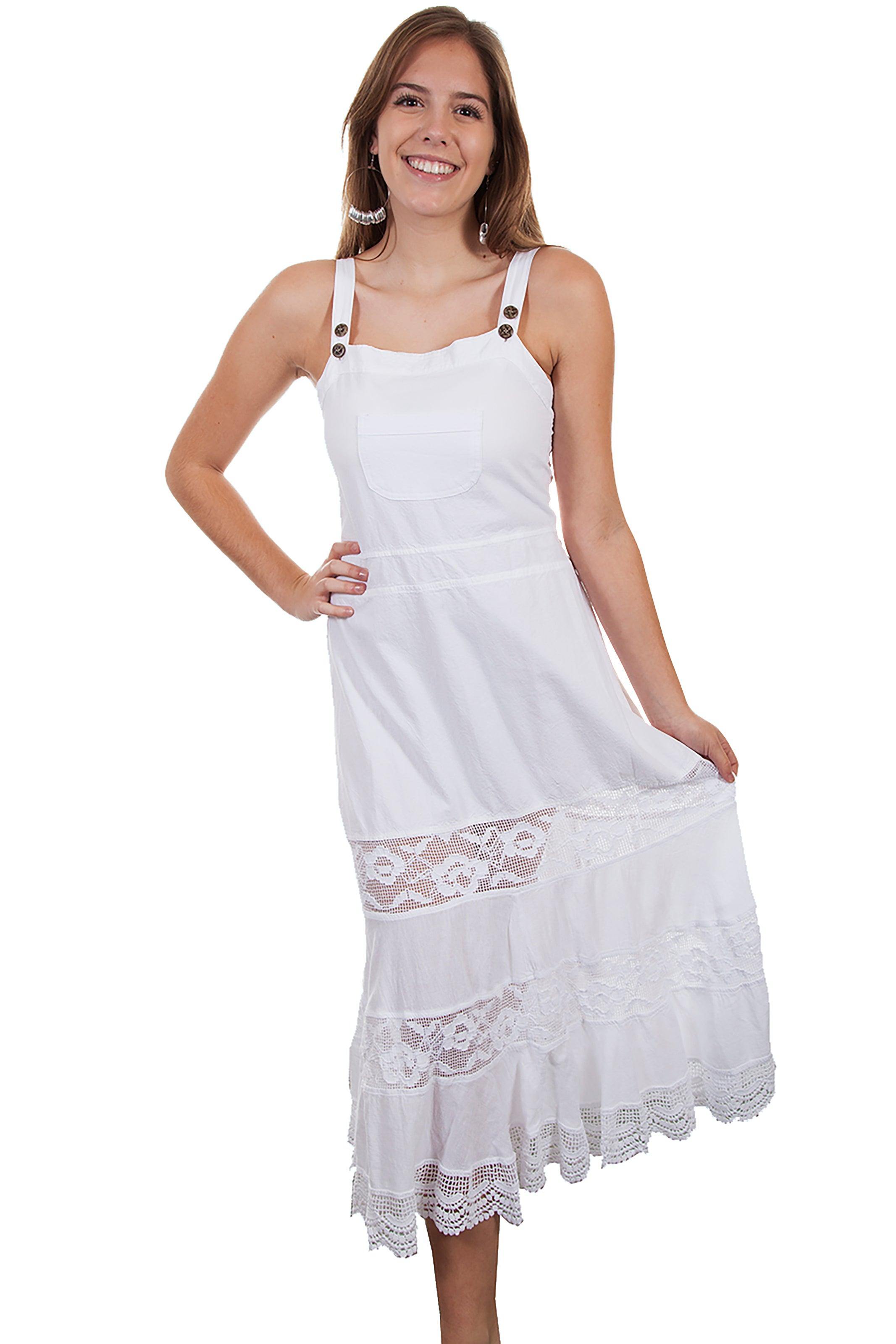Scully WHITE FRONT POCKET LONG DRESS - Scully Leather