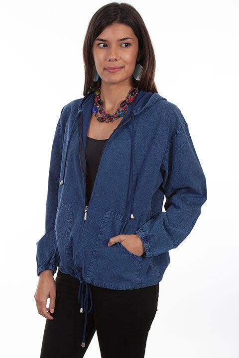 Scully DARK BLUE ZIP FRONT HOODIE - Scully Leather