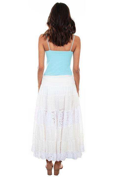 Scully WHITE TIERED LACE SKIRT W/SMOCKED WAIST - Scully Leather - Flyclothing LLC
