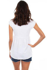 Scully WHITE HI/LO C/S EMBROIDERED BUTTON FRONT BLOUSE - Scully Leather