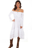 Scully WHITE SCOOP NECK L/S LONG DRESS - Scully Leather