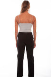 Scully BLACK ELASTIC WAIST CROCHET FRONT PANT - Scully Leather