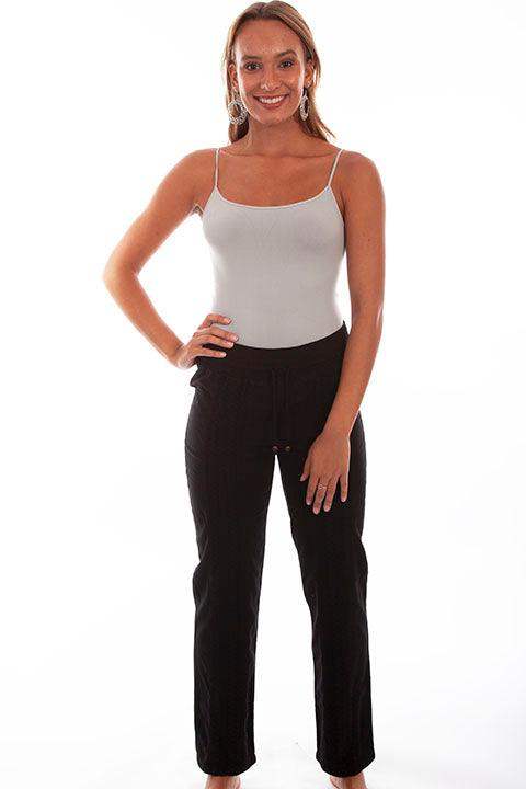 Scully BLACK ELASTIC WAIST CROCHET FRONT PANT - Scully Leather - Flyclothing LLC