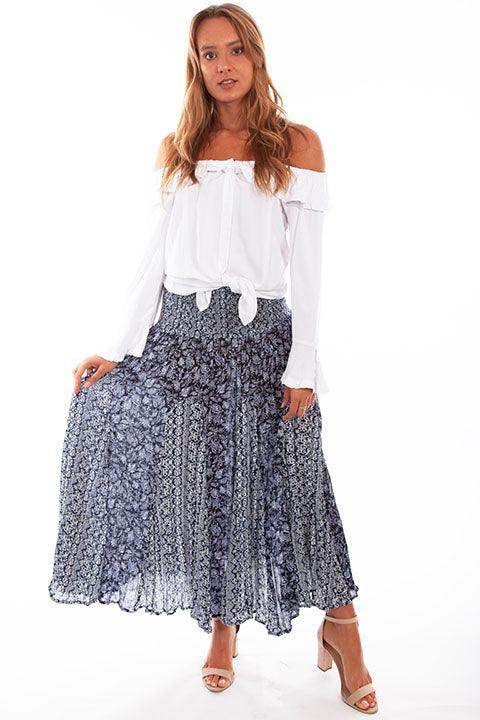 Scully BLUE PRINT SKIRT W/BELT - Scully Leather - Flyclothing LLC