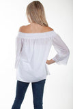 Scully WHITE OFF SHOULDER EYELET EMBROIDERED BOTTOM BLOUSE - Scully Leather