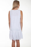 Scully WHITE S/L V-NECK COTTON SLUB DRESS - Scully Leather