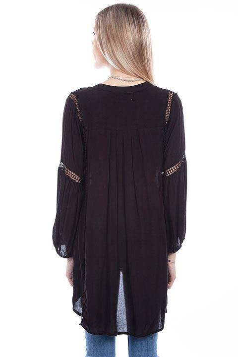 Scully BLACK TUNIC W/WAFFLE WEAVE INSETS - Scully Leather