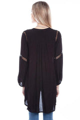 Scully BLACK TUNIC W/WAFFLE WEAVE INSETS - Flyclothing LLC