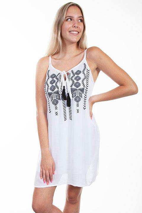 Scully WHITE TIE FRONT DRESS W/ADJ SPAGHETTI STRP - Scully Leather - Flyclothing LLC