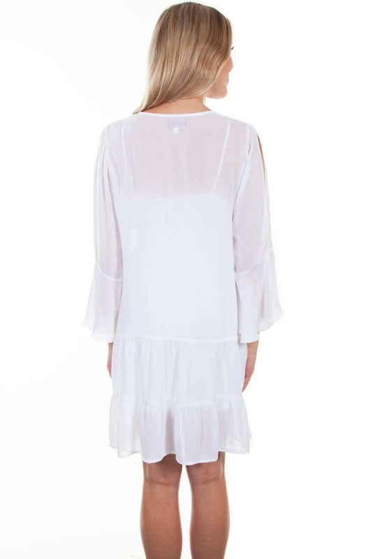 Scully WHITE TIE FRONT LACE BODICE DRESS - Scully Leather - Flyclothing LLC