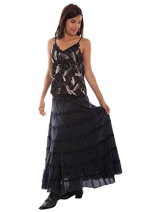 Scully BLACK MULTI PANEL SKIRT - Scully Leather