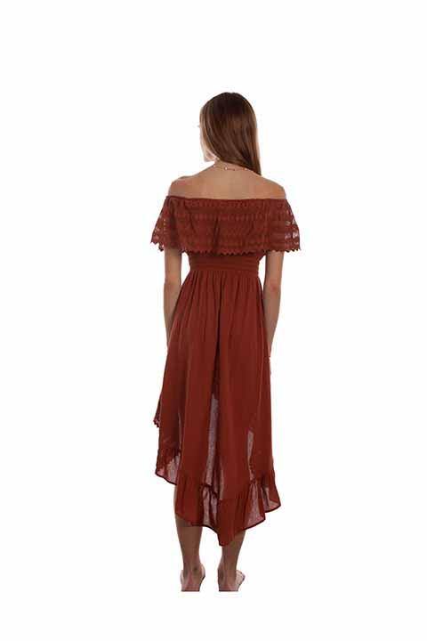 Scully Leather 100% Cotton Ginger Off Shoulder Hi/Lo Dress - Scully Leather