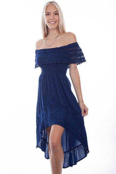 Scully Leather 100% Cotton Royal Off Shoulder Hi/Lo Dress - Scully Leather - Flyclothing LLC