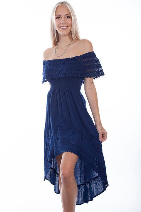 Scully Leather 100% Cotton Royal Off Shoulder Hi/Lo Dress - Scully Leather