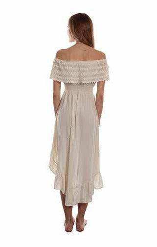 Scully Leather 100% Cotton Vanilla Off Shoulder Hi/Lo Dress - Scully Leather - Flyclothing LLC
