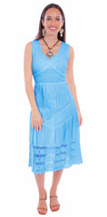 Scully Leather Cantina Light-Blue Sleeveless Dress W/Tie Back