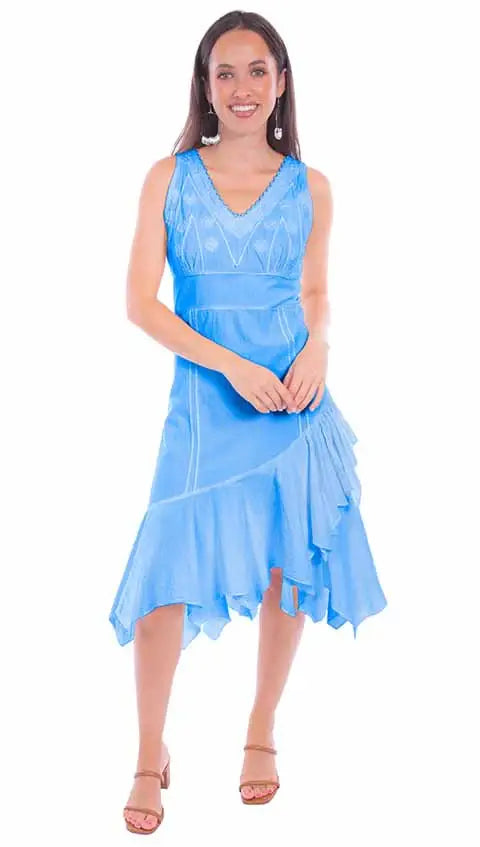 Scully Leather Cantina Light Blue Sleeveless Dress - Scully Leather - Flyclothing LLC