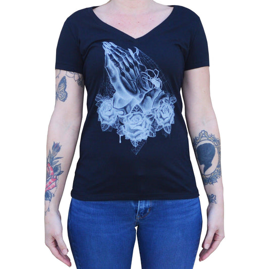 Prey Girl's V-Neck T-Shirt - Lowbrow Art Company