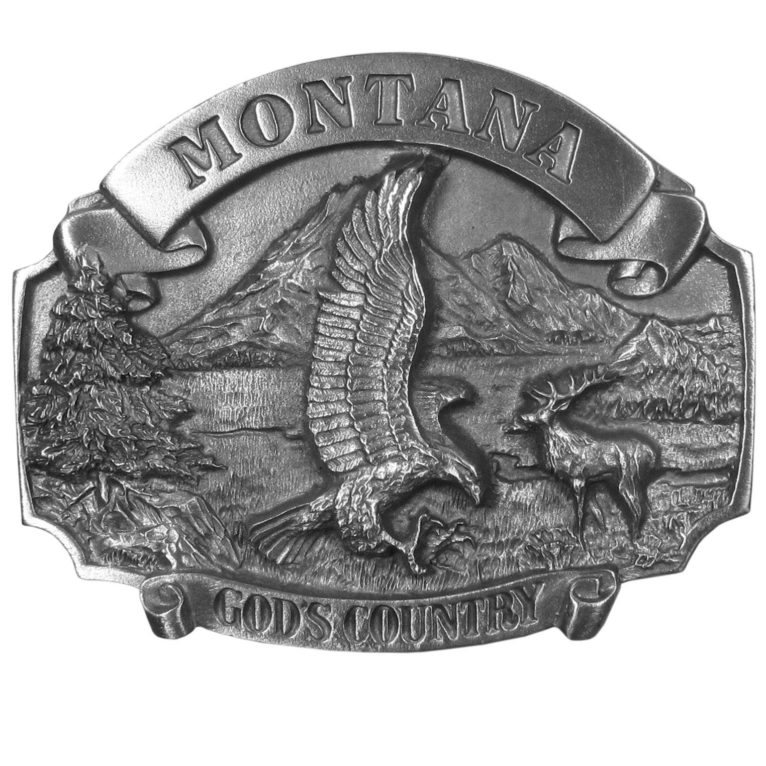 Montana Antiqued Belt Buckle - Flyclothing LLC