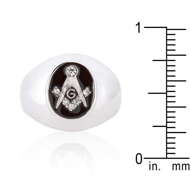 Rhodium Plated Onyx Cubic Zirconia Masonic Ring - JGI - Flyclothing LLC