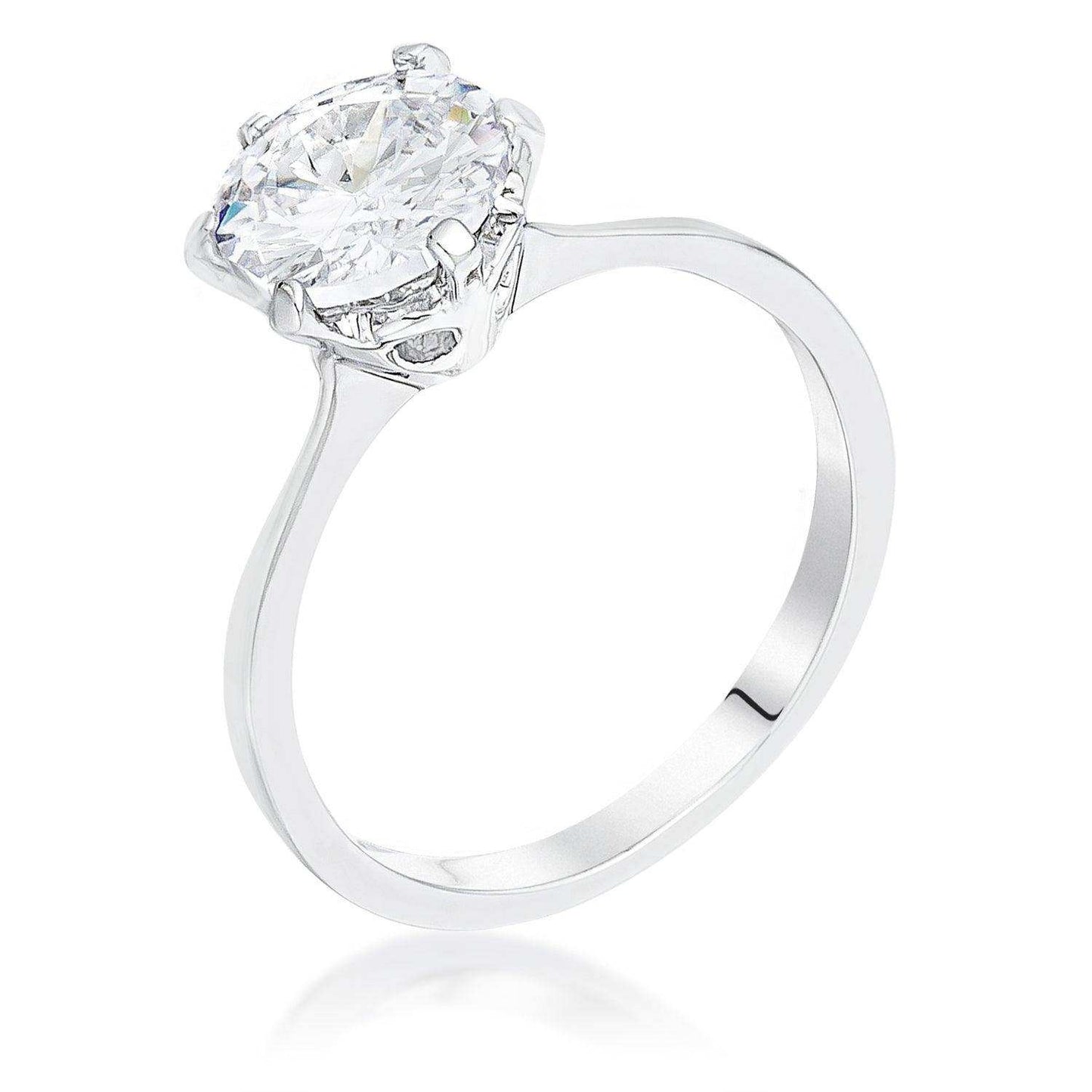 2Ct Rhodium Round Cut Scallop Solitaire Engagement Ring - JGI - Flyclothing LLC