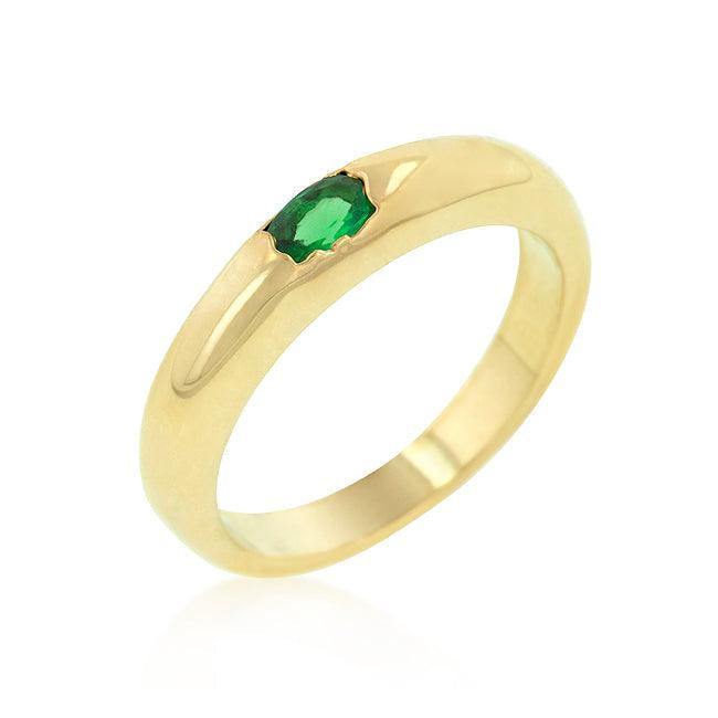 Green Oval Simple Ring - JGI