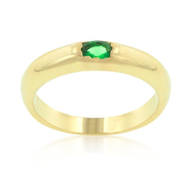 Green Oval Simple Ring - JGI
