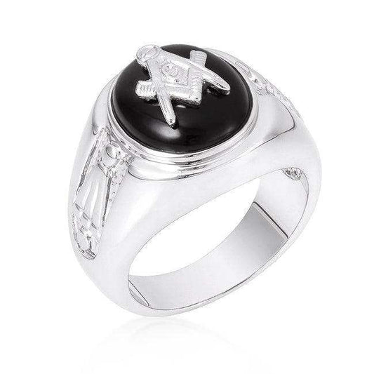 Rhodium Plated Onyx Mens Ring - JGI - Flyclothing LLC