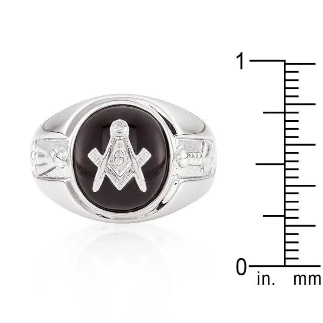 Rhodium Plated Onyx Mens Ring - JGI - Flyclothing LLC