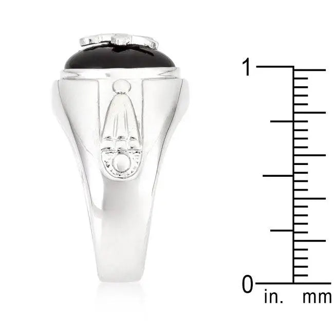 Rhodium Plated Onyx Mens Ring - JGI - Flyclothing LLC