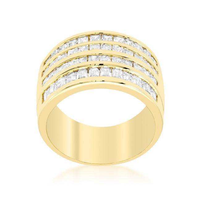 4 Row Gold Cubic Zirconia Cocktail Ring - JGI - Flyclothing LLC