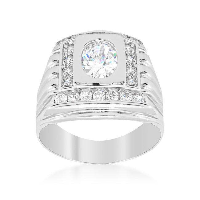 Mens Cubic Zirconia Square Ring - JGI - Flyclothing LLC