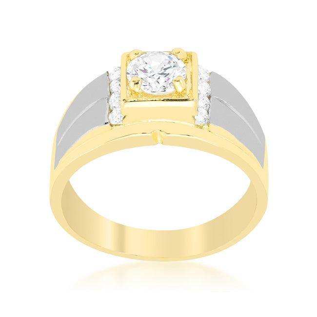 Cubic Zirconia Two-Tone Mens Ring - JGI - Flyclothing LLC
