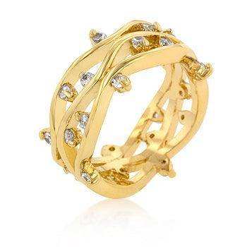 Golden Cubic Zirconia Vines Ring - JGI - Flyclothing LLC