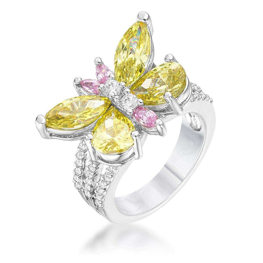 Rhodium Plated Butterfly Cocktail Ring - JGI - Flyclothing LLC