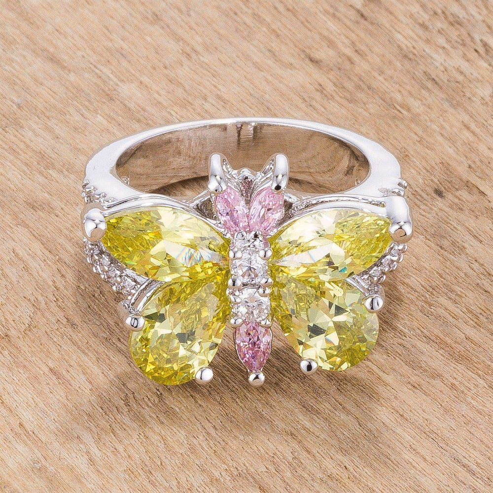 Rhodium Plated Butterfly Cocktail Ring - JGI - Flyclothing LLC
