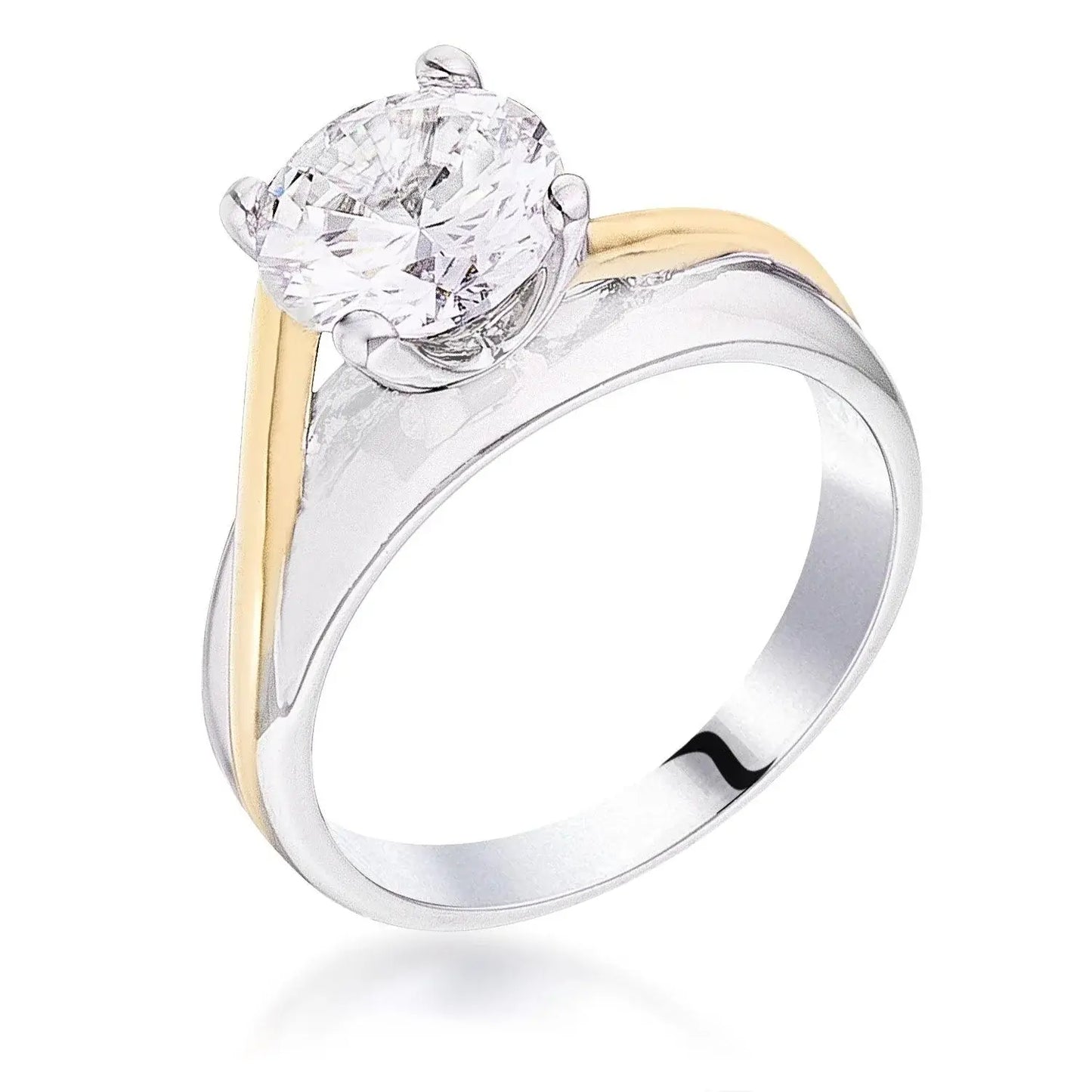 Two-tone Finish Solitaire Engagement Ring - JGI - Flyclothing LLC