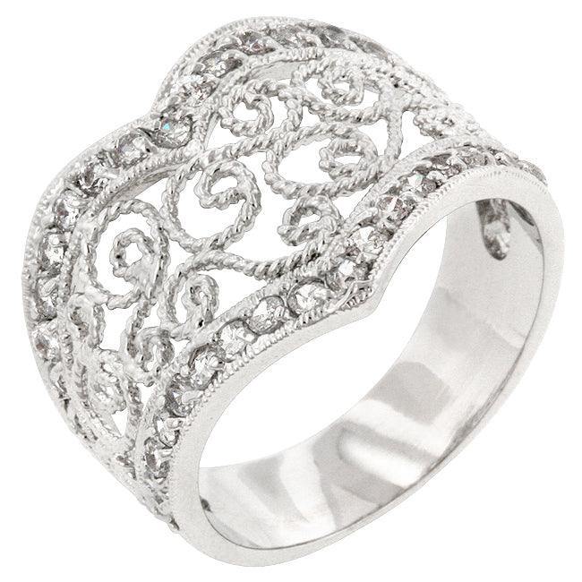 Cubic Zirconia Filigree Hearts Ring - JGI
