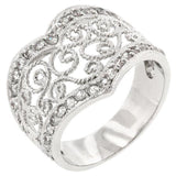 Cubic Zirconia Filigree Hearts Ring - JGI