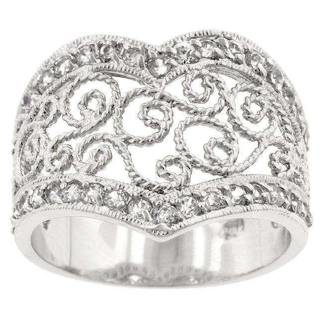 Cubic Zirconia Filigree Hearts Ring - JGI - Flyclothing LLC