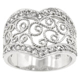 Cubic Zirconia Filigree Hearts Ring - JGI