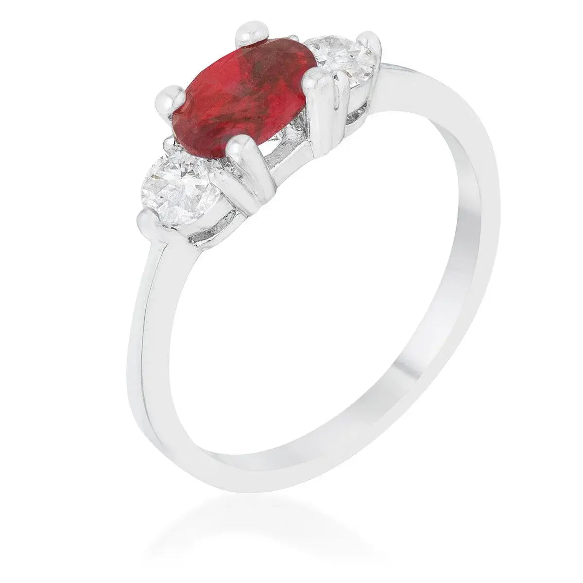 Miranna 1.2ct Garnet CZ Rhodium Classic Oval Ring - JGI - Flyclothing LLC