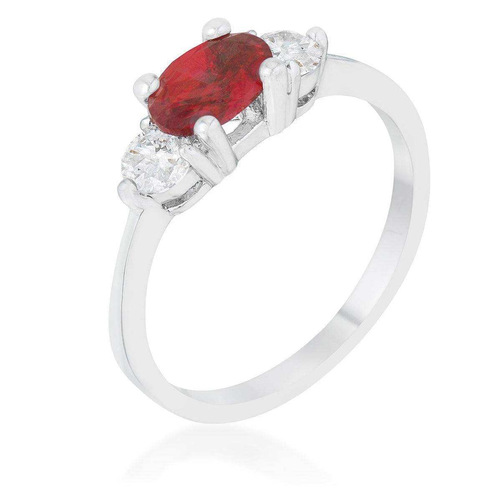 Miranna 1.2ct Garnet CZ Rhodium Classic Oval Ring - JGI - Flyclothing LLC