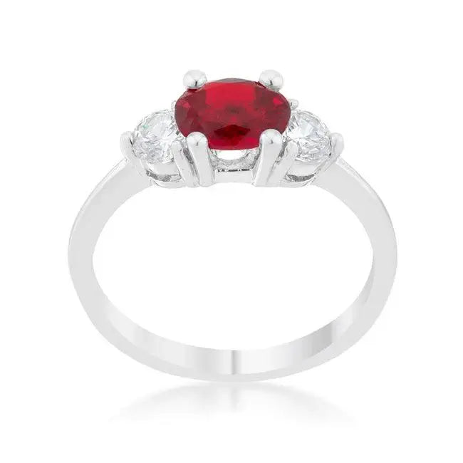 Miranna 1.2ct Garnet CZ Rhodium Classic Oval Ring - JGI - Flyclothing LLC