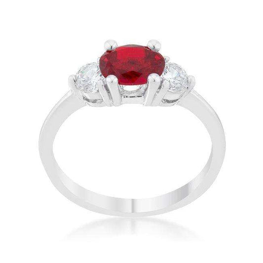 Miranna 1.2ct Garnet CZ Rhodium Classic Oval Ring - JGI - Flyclothing LLC
