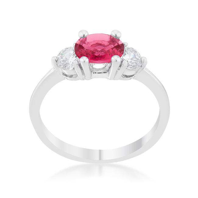 Miranna 1.2ct Fuchsia CZ Rhodium Classic Oval Ring - JGI - Flyclothing LLC