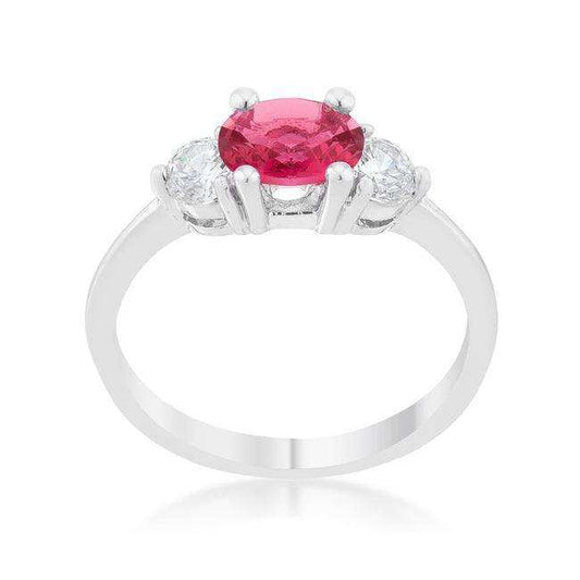 Miranna 1.2ct Fuchsia CZ Rhodium Classic Oval Ring - JGI - Flyclothing LLC