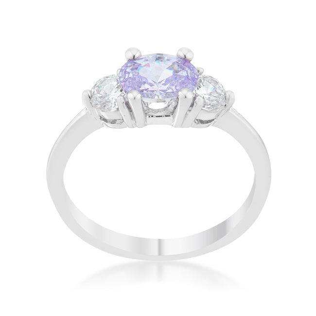 Miranna 1.2ct Lavender CZ Rhodium Classic Oval Ring - JGI - Flyclothing LLC