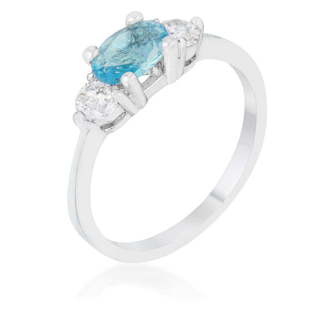 Miranna 1.2ct Blue Topaz CZ Rhodium Classic Oval Ring - JGI - Flyclothing LLC