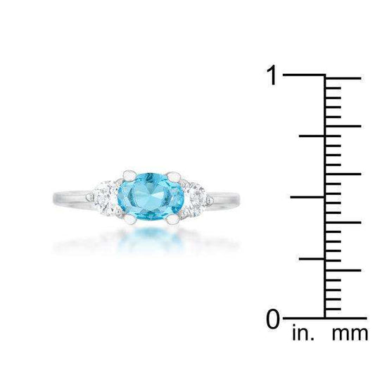 Miranna 1.2ct Blue Topaz CZ Rhodium Classic Oval Ring - JGI - Flyclothing LLC